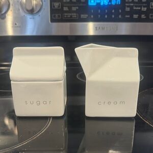 White Ceramic Sugar and Cream Set
